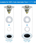 Universal Stainless Steel Push Type Basin Pop Up Drain Filter With Basket No Overflow for hole diameters 1.1 to 1.96 inch