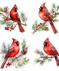 Four Piece Cardinals Cotton Fabric Panel Blocks For Quilting And Sewing, Each Block About 3 By 3 Inches With A One Half Inch Seam Allowance For Finished 4 By 4 Inches, Digitally Printed In The USA On 100 Percent Cotton.