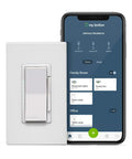 Decora Smart WiFi 600W Dimmer Switch For LED And Incandescent Lights Works With Alexa No Hub Needed shown with app on phone