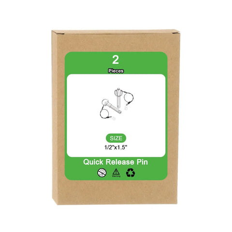 Tough As Nails Quick Release Pins 2 Pack Half Inch By 1 5 Inch packaging showing size and contents for marine and industrial use.