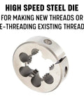One Eighth Inch NPS Tap And One Inch OD Round Die Kit HSS National Pipe Straight Tap And Die Set for threading steel.