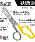 Cable Splicer Kit With Electricians Knife And Free Fall Snip Includes Leather Tool Holder For Belts Up To Two Inches The Essential Gear For Cable And Phone Techs On The Job featuring yellow-handled snip tool with serrated teeth and high carbon steel blades