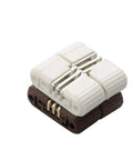 Four Piece No Visible Hardware Hidden Folding Barrel Cross Hinge Set For Dining Tables, brown and white plastic design