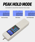 Digital Force Gauge 100N Capacity Handheld Dynamometer For Push Pull Testing With USB Data Output 3 Units N Kgf Lbf 447 Test Storage Auto Peak Modes High Resolution Sensor Easy Data Export, peak hold mode screen