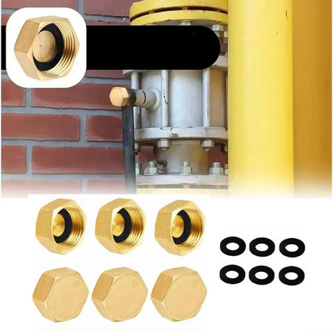 Premium Brass Hose End Cap Kit With 6 Durable Pieces For Garden Hoses Features Secure Hex Fit And Leak Proof Sealing Rings In 1/2 And 3/4 Inch Sizes Perfect For Keeping Your Outdoor Plumbing Safe And Sound This Heavy Duty Set Is Totally Legit For Any.