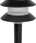 Two Tier Low Voltage Path Stake Lights Black Outdoor Garden Walkway Lighting With Frosted Glass Lens Slick Dope Look Easy Install
