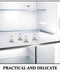 Stainless Steel Freezer And Refrigerator Shelf Clips 8 Pack Heavy Duty Shelf Support Clamps For Commercial Kitchens displayed in a fridge