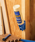 Upside Down Glue Bottle Dock Station With One Handed Access For 4oz 8oz And 16oz Bottles, Built In Opener, mounted on wood