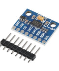 Two Pack ADXL345 3-Axis Accelerometer Module With Tilt And Inclination, High-Res 16G Range, Digital 16-Bit Output, I2C Or SPI Interface, Perfect For Arduino, Raspberry Pi, Motion Sensing Projects. Blue PCB accelerometer module with header pins