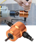 360 Degree Double Head Sheet Metal Cutter for straight, curve, and circle cuts, versatile nibbler drill tool in action