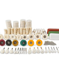 Straight Up Heavy Duty Buffing Wheel Polishing Kit Packs Felt Wool Pads And Top Shelf Compounds For Slick Metal Finishes Built For One Eighth Shank Rotary Tool Operators with various polishing pads and compounds.