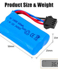 7.4V 600mAh Li Ion Two Pack Rechargeable Battery 2S With SM 4P Plug And USB Charger Cable For Gel Blaster RC Boat And Car Use