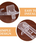 Close-up of 30 Pack Plastic Cabinet Shelf Clips For 15mm To 16mm Wooden Boards showing easy snap-in and simple design features