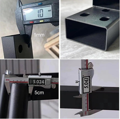 Close-up of Heavy-Hitter Steel Desk Legs With Rock-Solid Adjustable Frame and Slick Industrial Finish showing precise measurements.