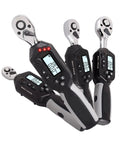 Heavy Duty Digital Torque Wrench With Backlit Display And Buzzer Alarm High Accuracy Electric Ratchet Detection Tool in various angles.