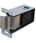 Premium Whirlpool Cabrio Door Latch Catch Replacement For LP-WPW10111905VP detailed metallic latch with black catch for securing washer door.