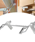 Soft-Close Hydraulic Cabinet Door Hinges With Adjustable Dampers, ultra quiet no slam design shown on kitchen cabinet.