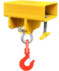 Heavy Duty Forklift Lifting Hook Attachment With 5500 Lbs Capacity showing rugged steel build and swivel hook.