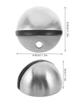 Stainless Steel Door Stops 2 Pack With Self Adhesive Backing, Non Slip Hemispherical Floor Bumpers dimensions front and side view