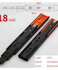 Two Pair Undermount Buffer Drawer Slides With Rock Solid Half Extension Design Offering Buttery Smooth Glide Action For Straight Up Tough Shop Benches And Home Cabinetry Workflows, 18 inch cold rolled steel glides.