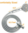 Go To Handheld Shower Head With On Off Switch 5 Spray Settings 6.5 Foot Extra Long Hose High Pressure Water Flow Kit