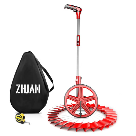 Distance Measuring Wheel With Marking Flags, 12 Inch Collapsible Design, includes tape measure and cloth carrying bag