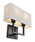 2 Light Wall Sconce With Switch, Modern Transitional Double Wall Mount Lamp With Square White Fabric Shade, Bedside Reading Light For Bedroom, Hardwired Install, 110V, Dimmable LED CFL Compatible