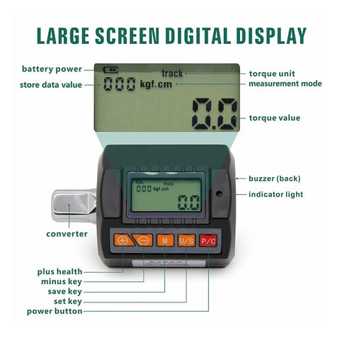 KWUHNJF Digital Torque Meter Adapter Convert Your Wrench For Accurate Tightening with large screen LCD display.