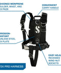 Tech Diver Ready S Tek Pro System Back Plate Harness with Stainless Steel Plate, cushioned Monprene pads, adjustable buckles.