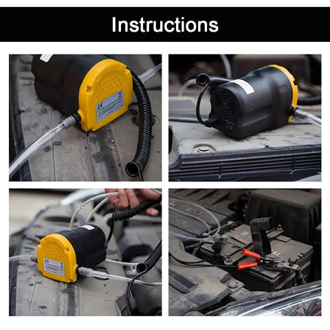 Snazzy Stainless Steel Electric Oil Extractor Pump For 12V Cars RV Boats ATV and Motorcycles connected for fluid transfer
