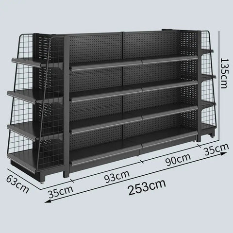 Tough As Nails Four Tier Steel Storage Rack featuring fully adjustable shelves, 253cm width, black steel, designed for garage organization.