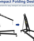 Heavy Duty Hydraulic Engine Hoist Two Ton Folding Shop Crane with compact folding design for storage and easy transport.