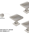 Top Shelf Rock Solid Brushed Nickel Cabinet Knobs With Smooth Satin Finish Square Zinc Alloy Handles 5 Pack detailed design and finish