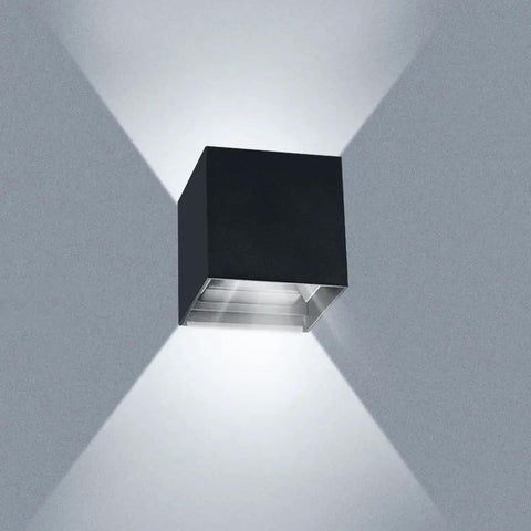 20W 6000K LED Wall Sconce Up And Down Exterior Lighting Hardwired No Photocells Square 4.7 Inch IP65 Waterproof displayed on wall