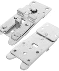 Rock Solid Sectional Couch Connectors Eight Piece Galvanized Iron Sofa Brackets With Seventy Two Rust Proof Screws For No Sweat Furniture Assembly And Heavy Duty Repairs close-up of galvanized iron connector brackets.