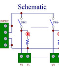 Schematic diagram of Beefy Six Channel DC Power Distribution Strip With DIN Rail Mount showing electrical connections