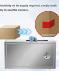 Handy Manual Tape Dispenser Sealer For Cardboard Boxes, Adjustable Length Tool that works without electricity, shown sealing a box.