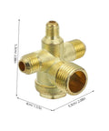 Heavy Duty Four Way Air Compressor Check Valve featuring a no sweat install and top shelf 14mm threaded connector, brass, 5.3cm.