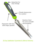 Hand Weeder Trowel With Ergonomic Handle And Rust Resistant Stainless Steel featuring grip and blade details