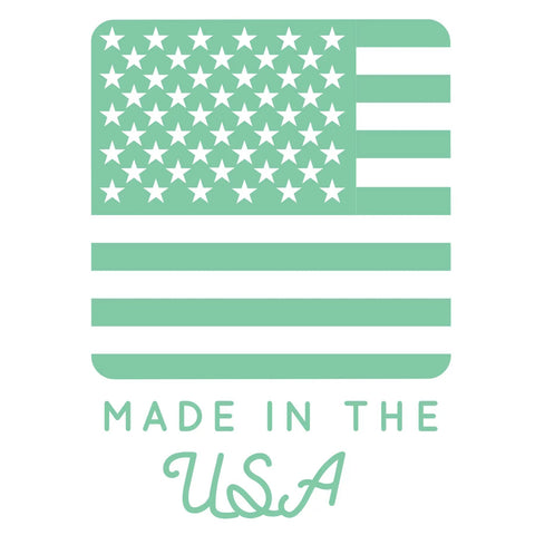 Illustration of a stylized American flag with text 'Made in the USA' below.