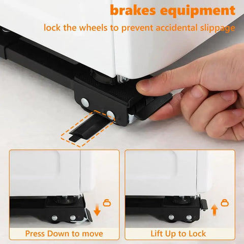 Close-up of Heavy Duty Appliance Rollers With Telescoping Frame And Slick Floor Guards brake mechanism for secure locking.