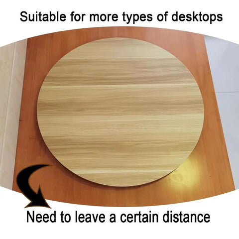 Premium Wood Lazy Susan Turntable For Dining Tables Featuring Silent 360 Degree Rotation smooth wooden surface on a table.