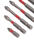 Top Tier 6 Pcs Alloy Steel Screwdriver Bits Set With Magnetic Cross Head Buffer Design For Furniture Auto And Electrical Repair Jobs, angled view