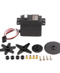 Standard High Speed RC Servo Motor Bringing Dead Quiet Power Plus Quick As A Whip Response To Futaba And Hpi RC Cars, compact design with attachments.