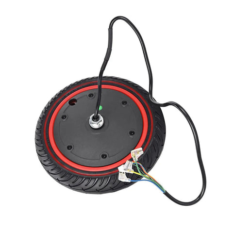 Front Wheel 36V 350W Motor For Electric Scooters 8.5 Inch Air Filled Tire Replacement with cables and connectors shown