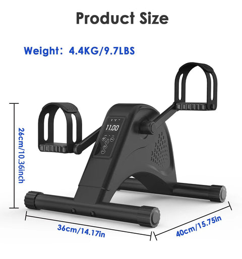 Compact Under Desk Pedal Exerciser For Seniors With 12 Level Electric Mini Bike And LCD Display dimensions and weight