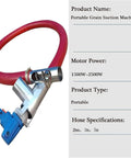 Portable Grain Suction Pump With Red Housing, Low Noise, Handy Hose Conveyor And 2 Meter Screw Auger For Fast Material Transfer