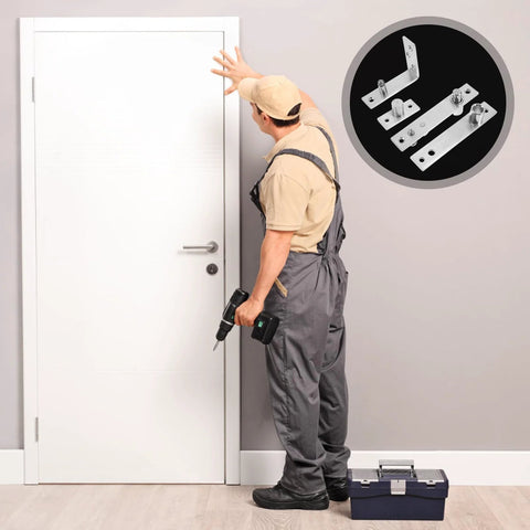Heavy Duty Stainless Steel Invisible Door Pivot Hinges For Cabinets And Bookcases Hidden Pivot Door Hardware installation shown
