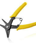 2 In 1 Snap Ring Pliers For Internal And External Circlips, Adjustable 10 To 40mm, steel with yellow ergonomic grip, front view