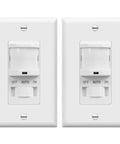 Two white Motion Sensor Light Switch With PIR Sensor No Neutral Wire Required Easy Install Ground Free Auto On Off For Rooms 150W Dimmable LED